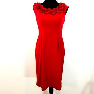 "LondonTimes"Lovely Flirty Ruffled Red Dressy Sz 6